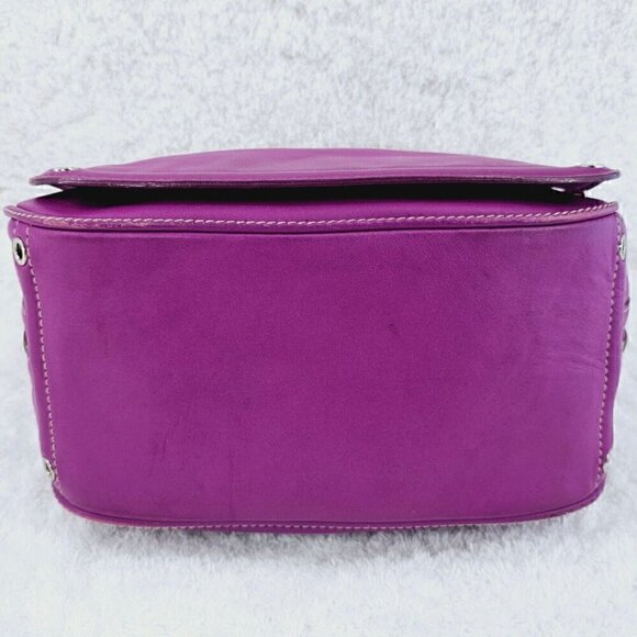 ANTONIO MELANI Purple Smooth Leather Shoulder Bag Silver Hardware - Picture 8 of 16